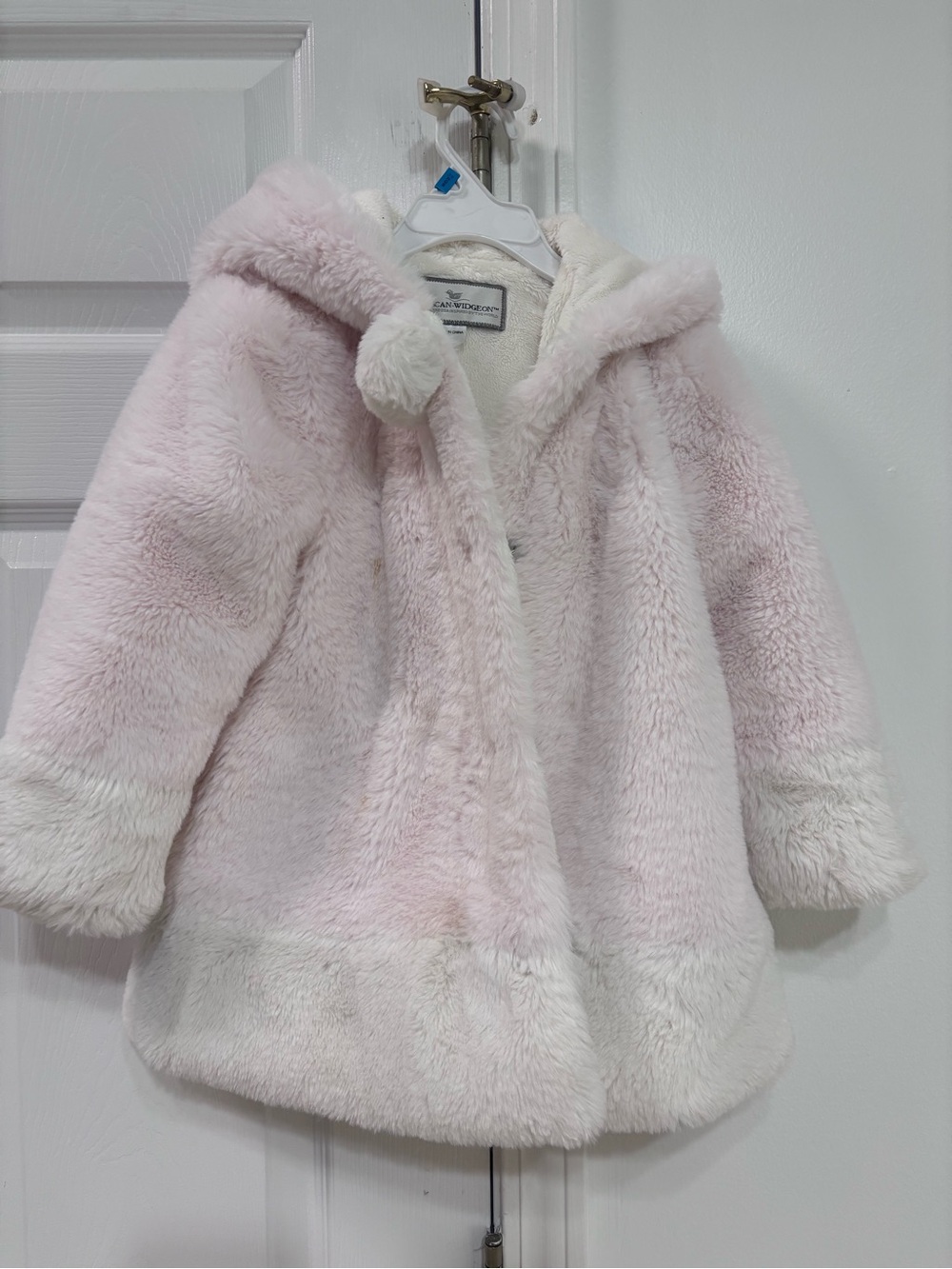 American Widgeon size 4 girls pink faux fir coat